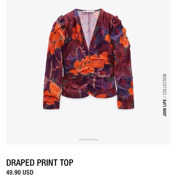 NWT Zara draped print top - Picture 7 of 9